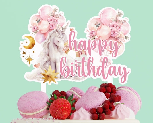 Magical Unicorn Birthday Acrylic Cake Topper
