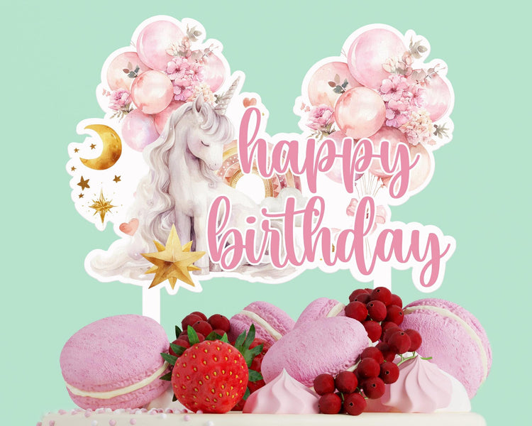 Magical Unicorn Birthday Acrylic Cake Topper