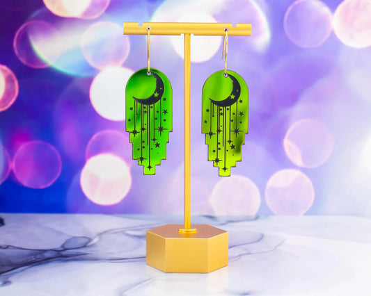 Holographic Moon and Stars Earrings