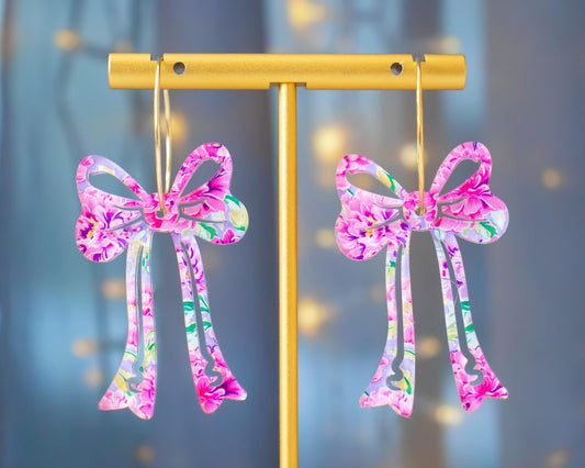 Peony Bow Hoop Earrings