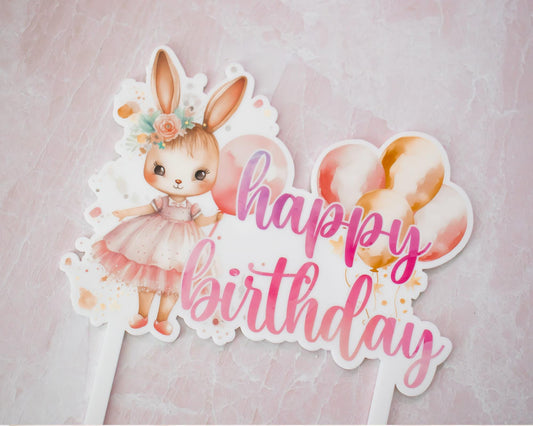 Bunny Birthday Acrylic Cake Topper