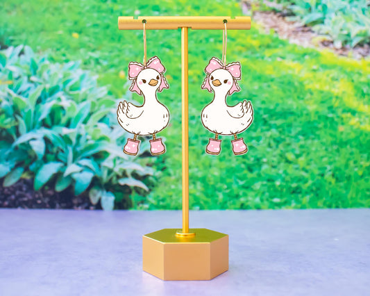 Goose With Bow Earrings