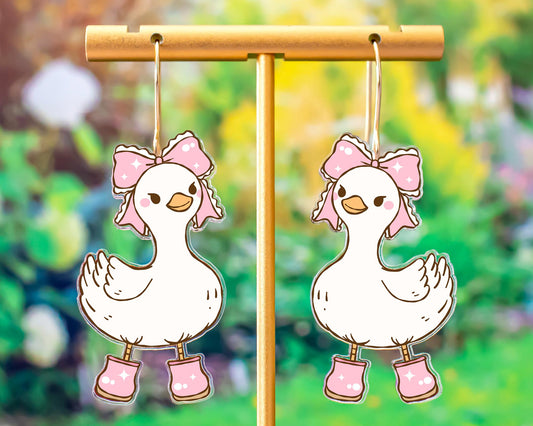 Goose With Bow Earrings