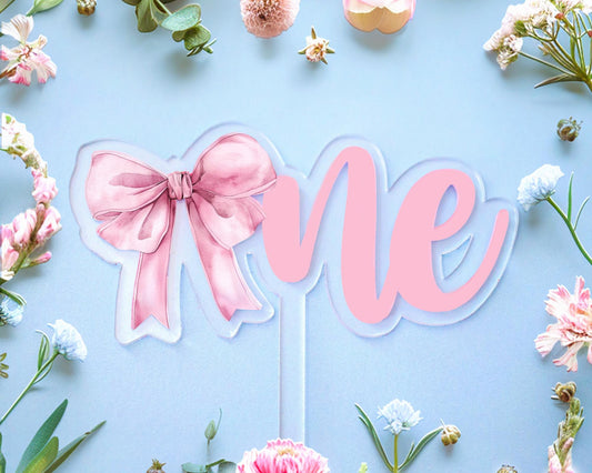 Bow One Acrylic Cake Topper, First Birthday Cake Smash