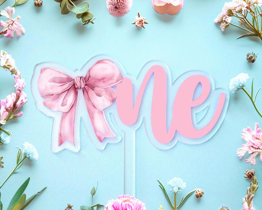 Bow One Acrylic Cake Topper, First Birthday Cake Smash