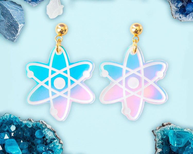 Atom Holographic Earrings, STEM Jewelry