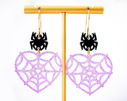 Heart Spider Web Earrings