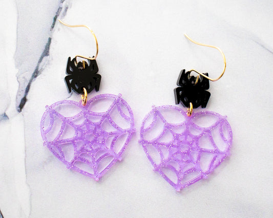 Heart Spider Web Earrings