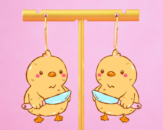 Funny Chick Knife Earrings