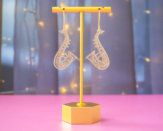 Glitter Saxophone Earrings