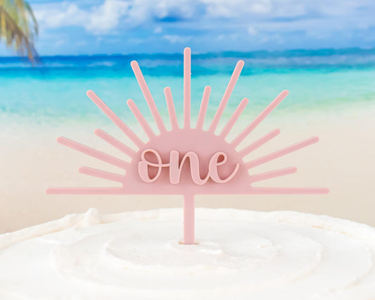Sunburst One Cake Topper Dusty Rose, First Birthday Decor