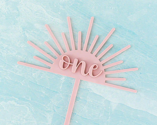 Sunburst One Cake Topper Dusty Rose, First Birthday Decor