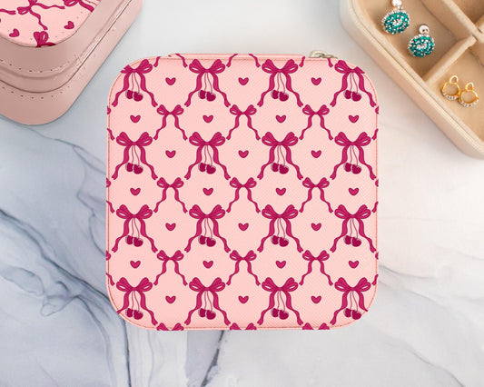 Custom Cherry Bows Travel Jewelry Box