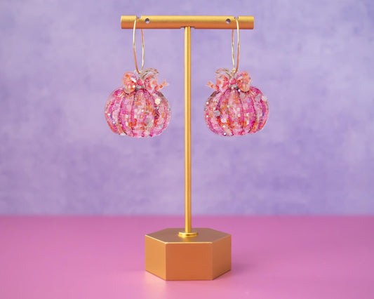 Glitter Disco Pumpkin Earrings