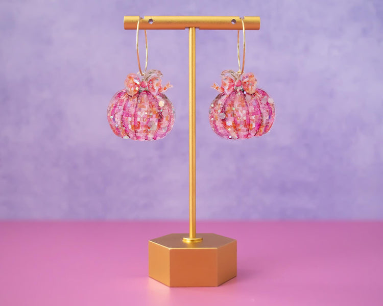 Glitter Disco Pumpkin Earrings