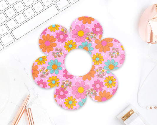 Groovy Retro Flower Acrylic Coaster