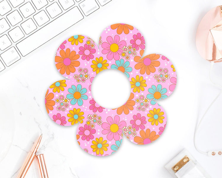 Groovy Retro Flower Acrylic Coaster