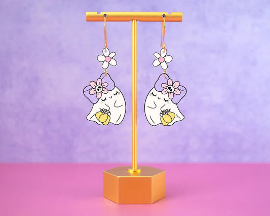 Cute Trick Or Treating Ghost Earrings