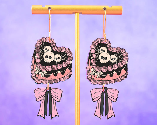 Skull Heart Cake Halloween Earrings