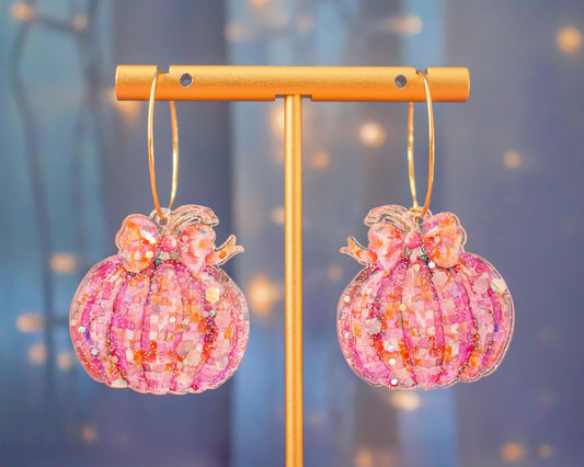 Glitter Disco Pumpkin Earrings