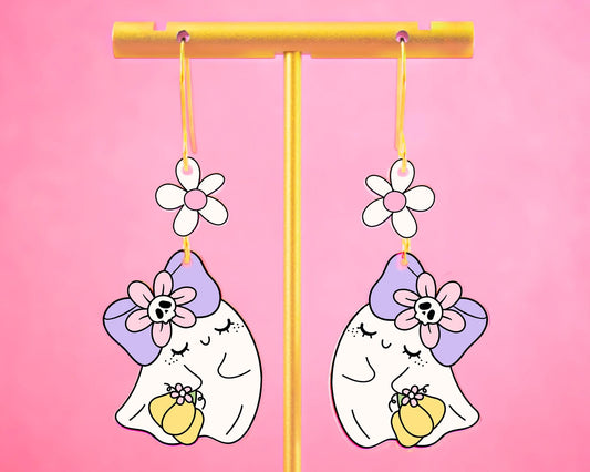 Cute Trick Or Treating Ghost Earrings
