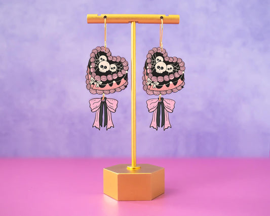 Skull Heart Cake Halloween Earrings
