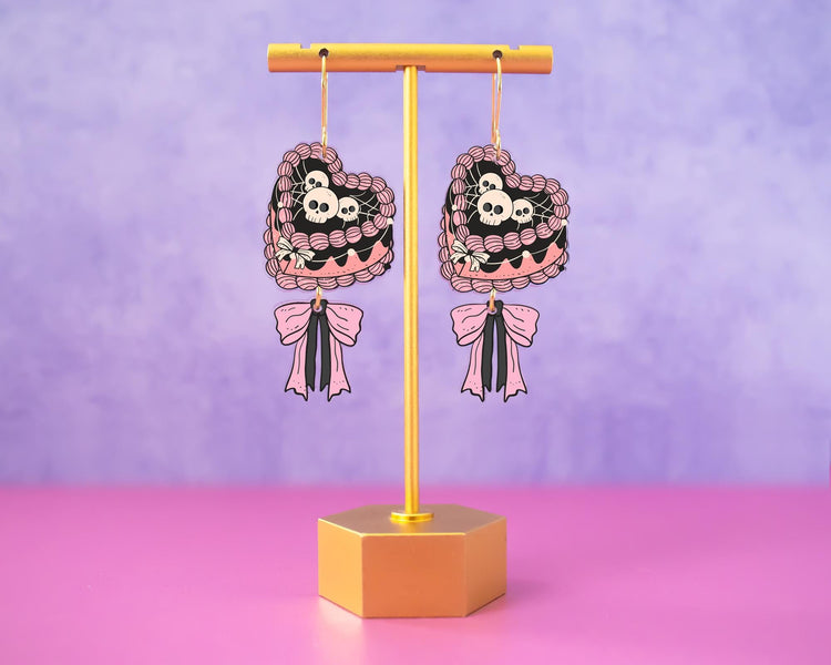 Skull Heart Cake Halloween Earrings