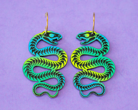Skeleton Snake Earrings