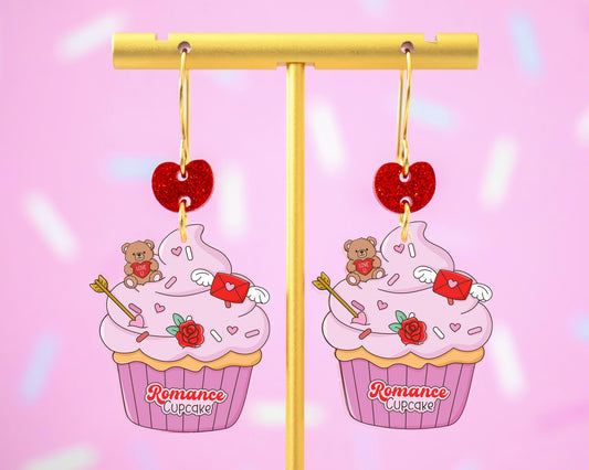 Valentines Cupcake Romance Bookish Earrings