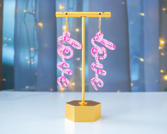 Pink Lace Love Valentines Earrings
