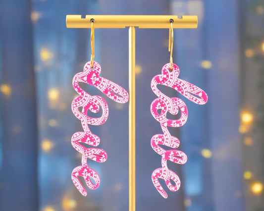 Pink Lace Love Valentines Earrings