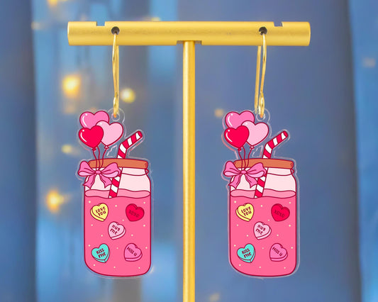 Conversation Hearts Drink Valentine's Earrings