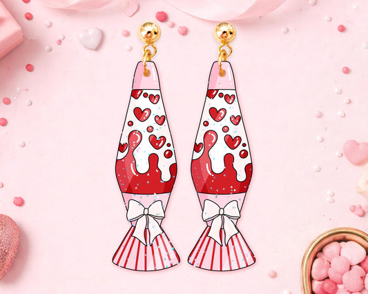 Glitter Heart Lava Lamp Earrings