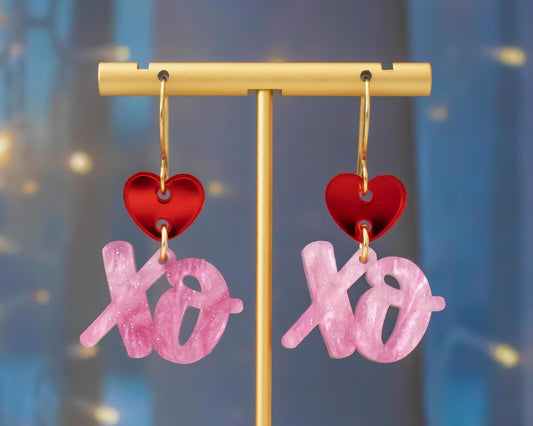 XO Heart Valentines Earrings