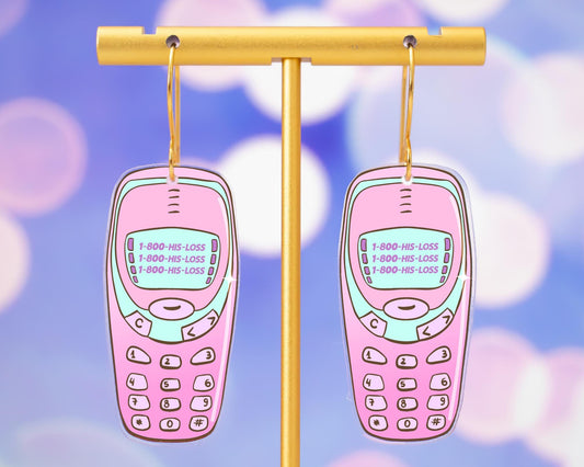 Anti-Valentines His Loss Retro Cellphone Earrings