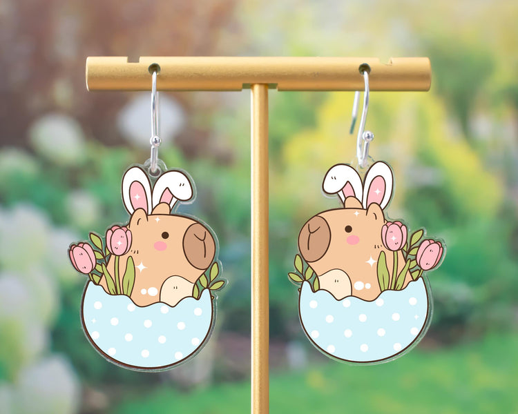 Capybara Easter Egg Earrings