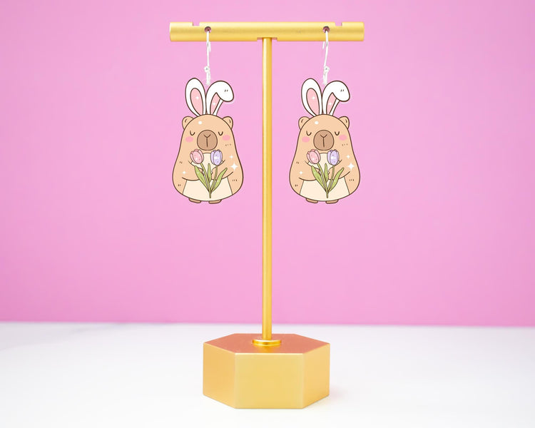 Capybara Easter Bunny Earrings