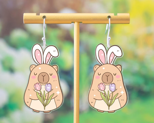 Capybara Easter Bunny Earrings