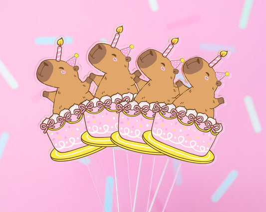 Capybara Cupcake Toppers, Capybara Birthday Party Decorations