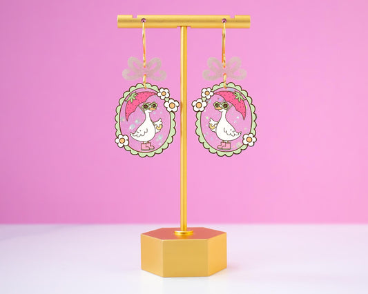 Funny Glitter Goose Earrings