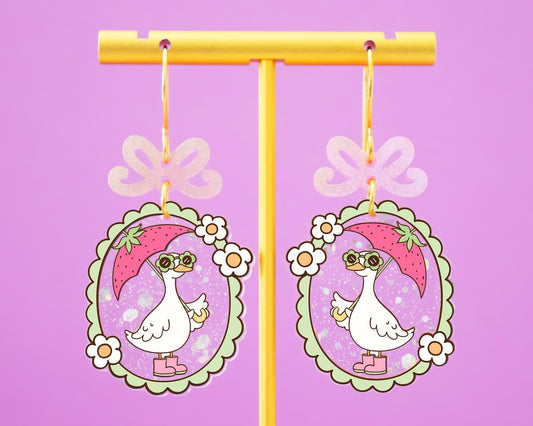 Funny Glitter Goose Earrings