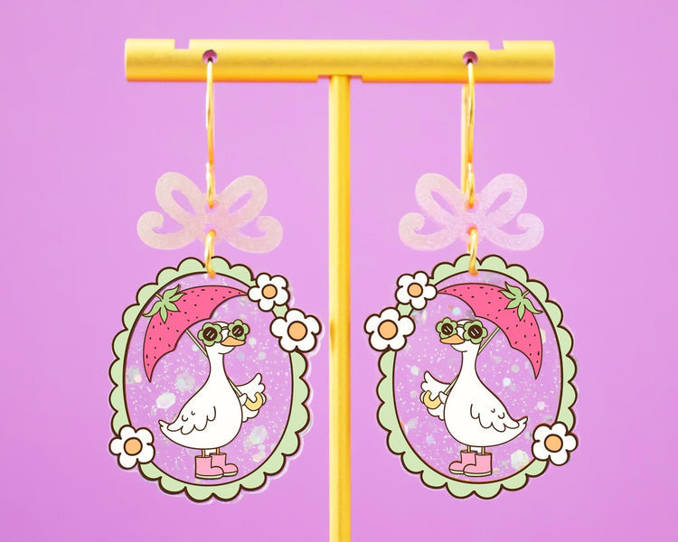 Funny Glitter Goose Earrings