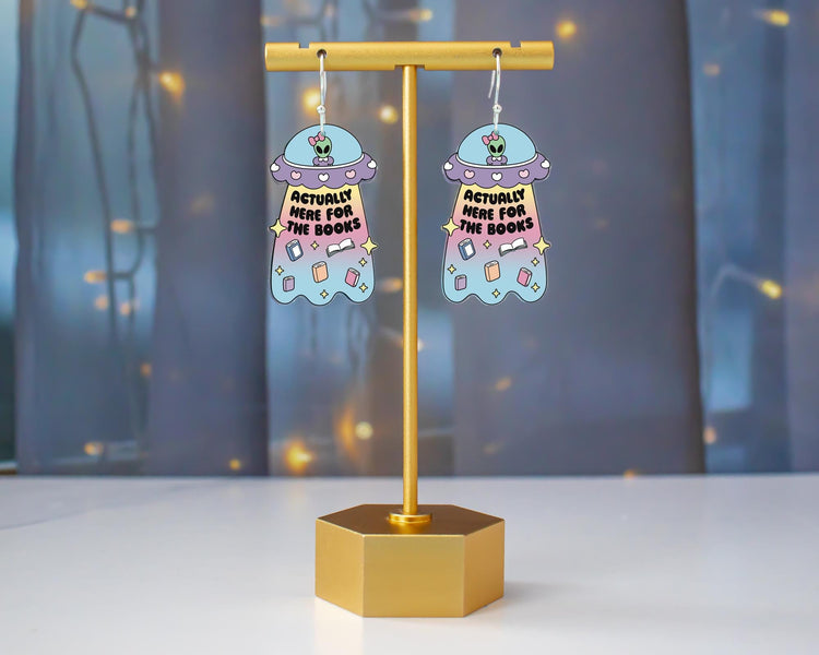 Alien Here For The Books Earrings
