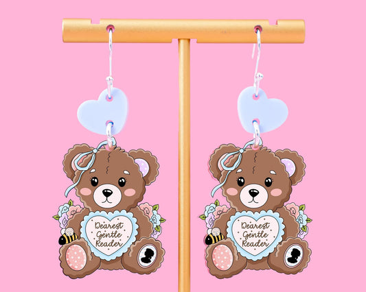 Coquette Teddy Bear Book Earrings