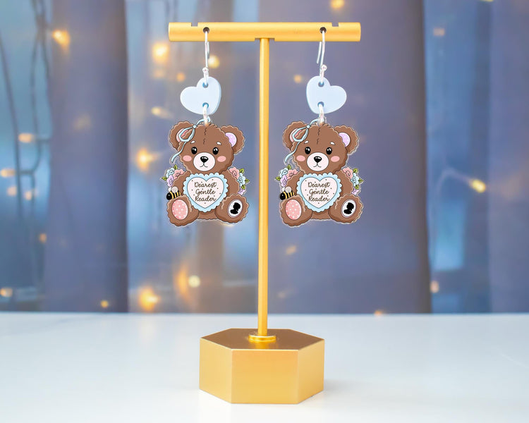 Coquette Teddy Bear Book Earrings