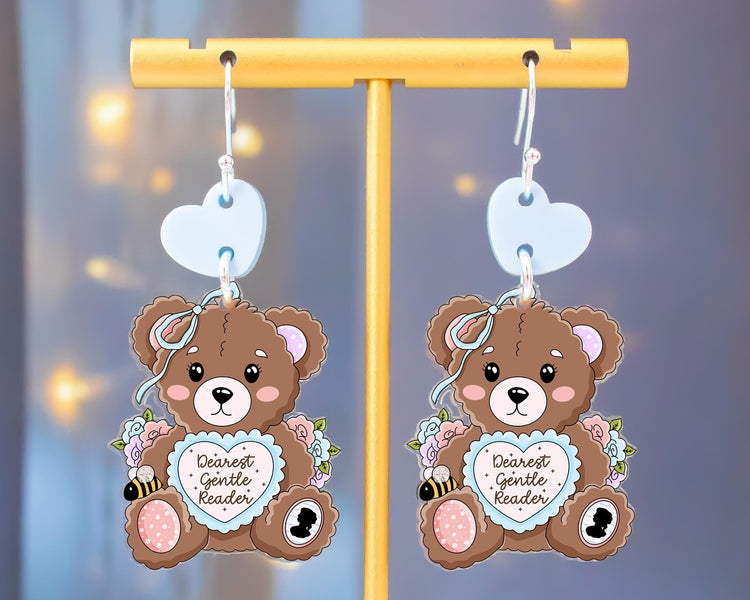 Coquette Teddy Bear Book Earrings