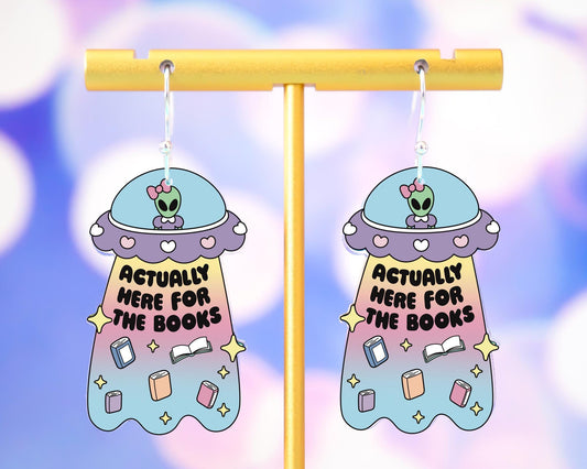 Alien Here For The Books Earrings