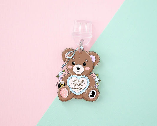 Coquette Reading Bear E-Reader Charm, Dust Plug Phone Charm