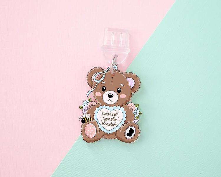 Coquette Reading Bear E-Reader Charm, Dust Plug Phone Charm