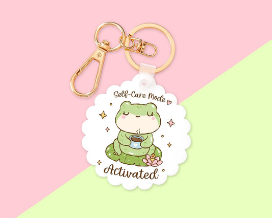 Self Care Frog Key Chain With Clip
